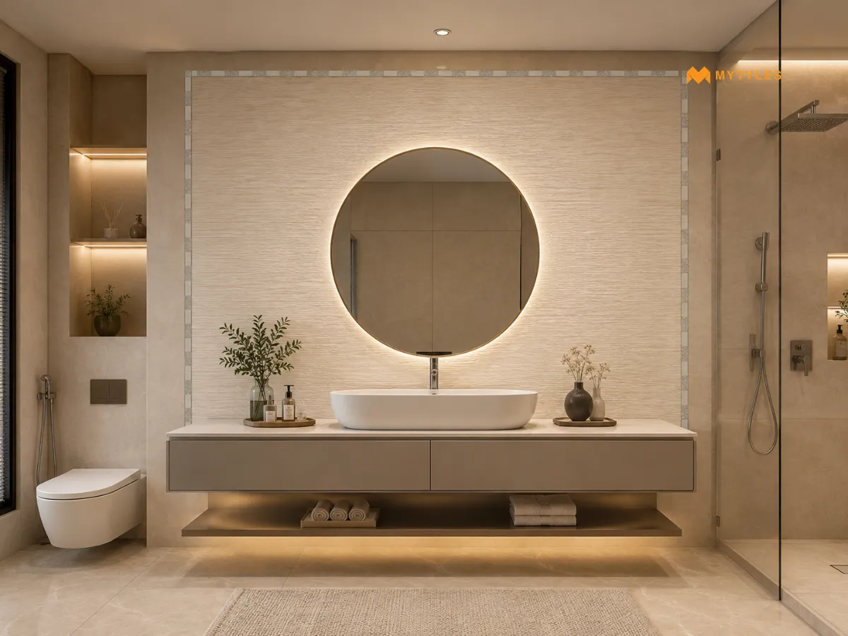 Slim Border Around a Bathroom Feature Wall